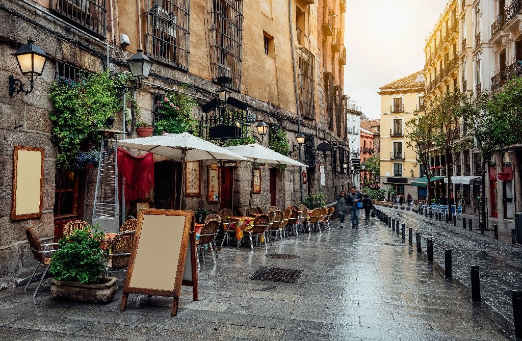 Old,Cozy,Street,In,Madrid,,Spain.,Architecture,And,Landmark,Of