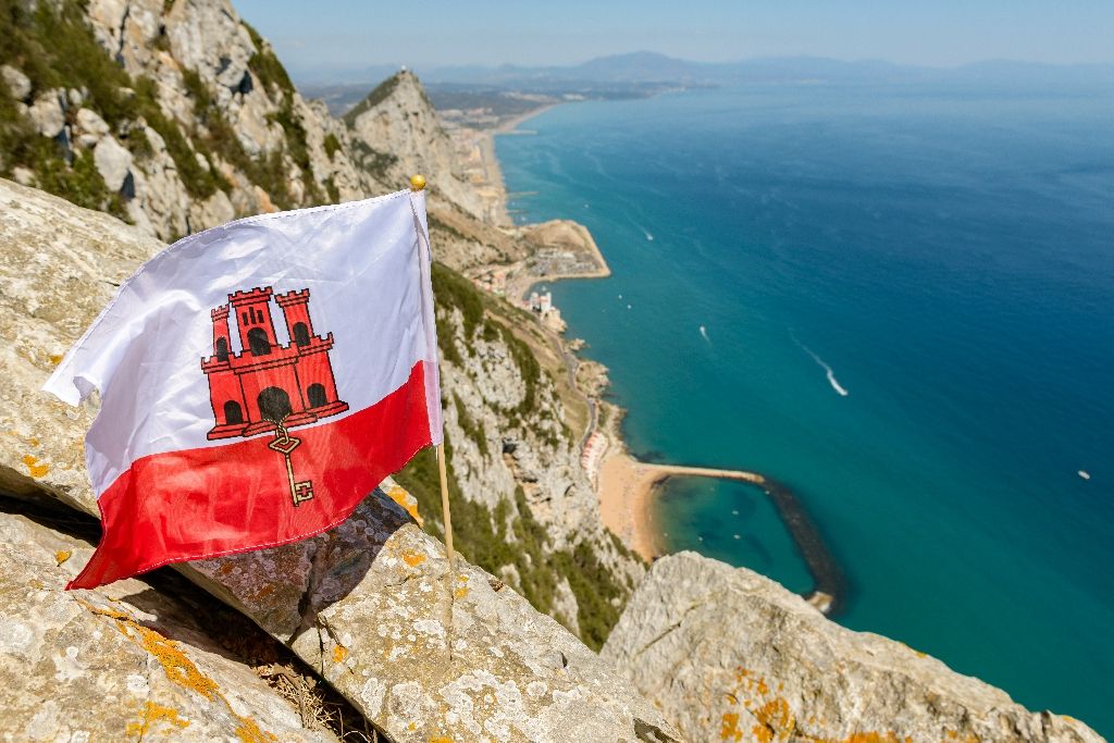 Flag,Of,Gibraltar,Flying,High,On,The,Med,Steps
