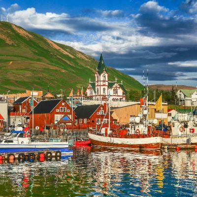 Beautiful,View,Of,The,Historic,Town,Of,Husavik,With,Traditional
