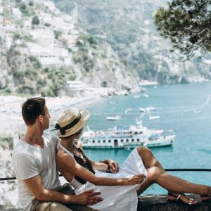 Spouses,Are,Resting,On,The,Sea,In,Italy,,Positano.,Honeymoon.