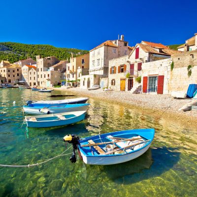 Scenic,Beach,In,Komiza,Village,Waterfront,,Island,Of,Vis,,Croatia