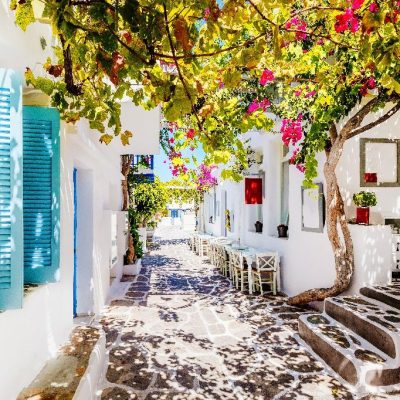 Beautiful,Street,On,Paros,Island,,Greece