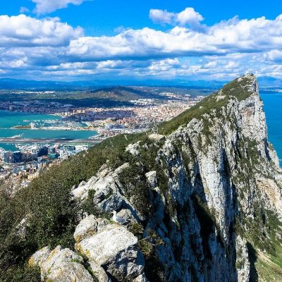 Aerial,View,Of,Top,Of,Gibraltar,Rock.,Gibraltar,Is,A