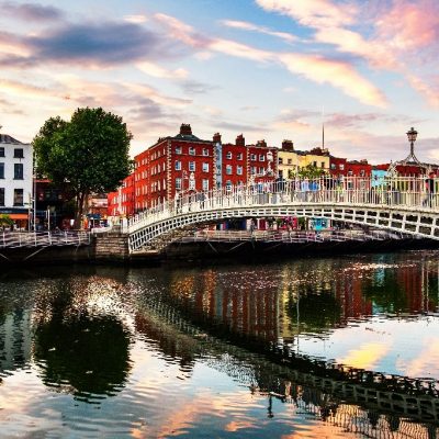 Dublin,,Ireland.,Night,View,Of,Famous,Illuminated,Ha,Penny,Bridge