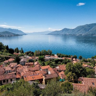 Panoramic,View,Of,Lake,Maggiore,Seen,From,Maccagno,,Province,Of