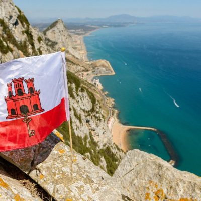 Flag,Of,Gibraltar,Flying,High,On,The,Med,Steps