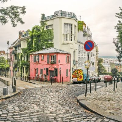 Photo,Of,A,Street,In,Montmartre,,Paris,,France,,In,A