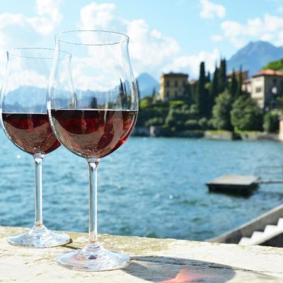 Two,Wineglasses.,Varenna,Town,At,The,Lake,Como,,Italy