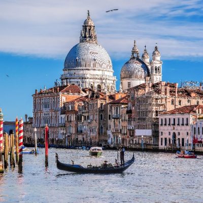 Grand,Canal,With,Gondola,In,Venice,,Italy