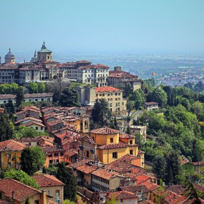 View,At,Old,Town,Citta,Alta,Of,Bergamo,From,San